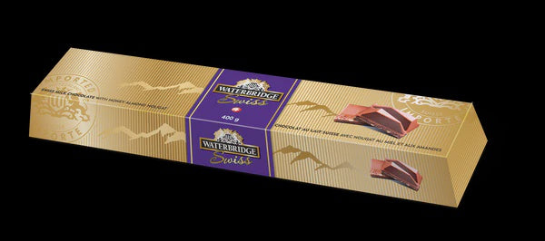 WATERBRIDGE Swiss Milk Chocolate with Honey Almond Nougat 400G