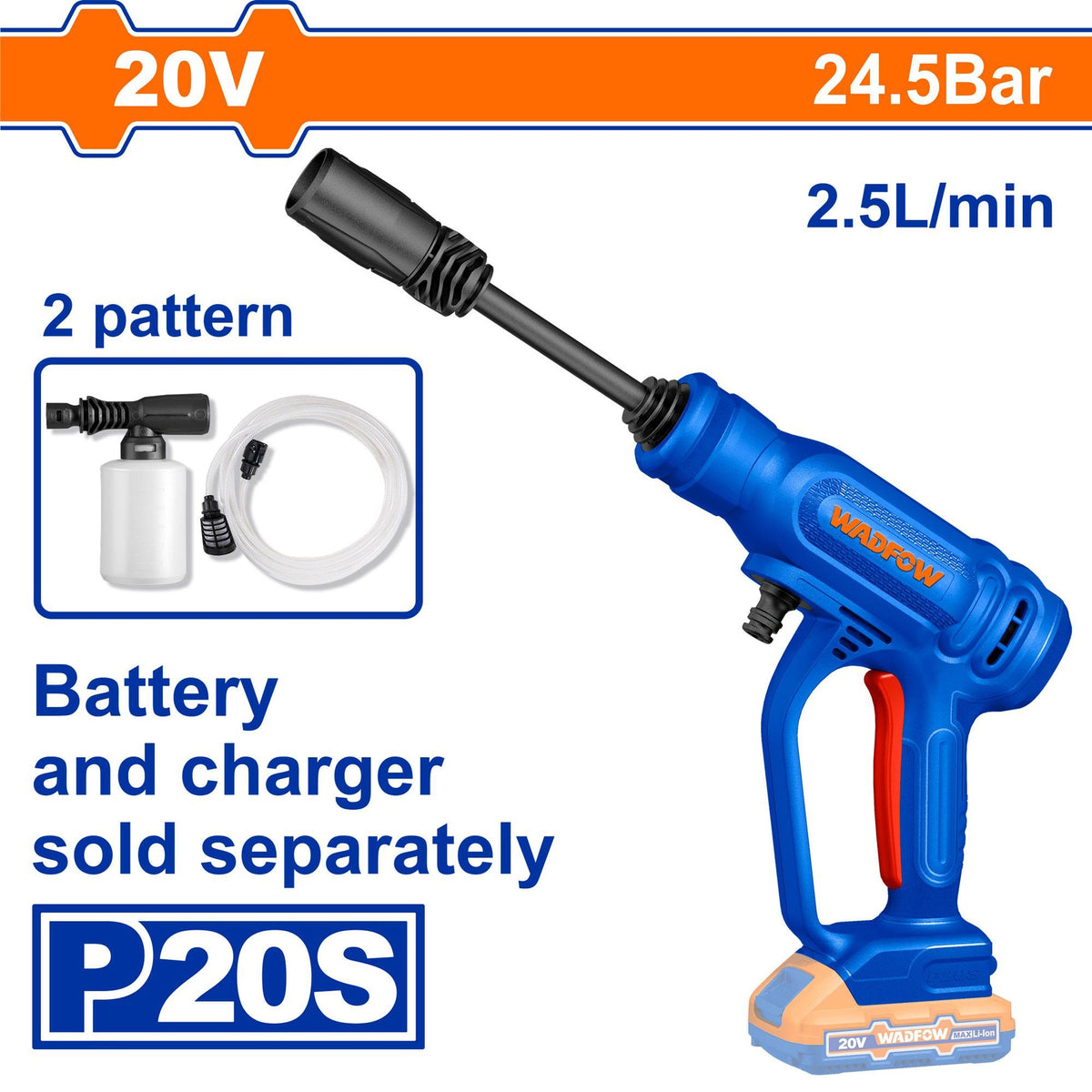 WADFOW Pressure Washer WQX0120 20V Lithium Ion