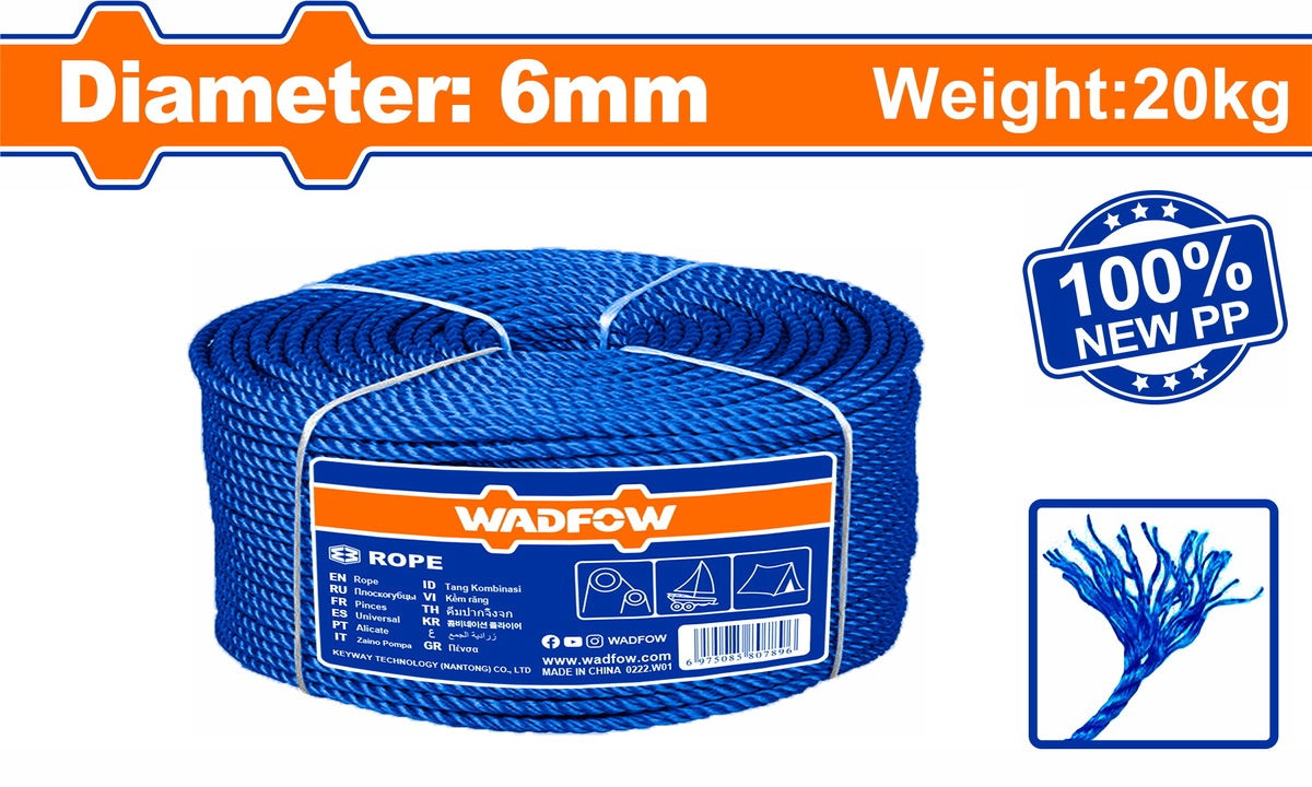Rope Wadfow 1/4/6MM 20KG/44LBS Roll WRZ2306 (1300M Lenght)
