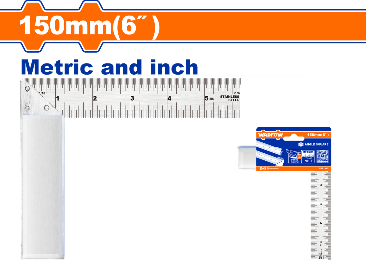 WADFOW Square Angle Ruler WSR2915 6"
