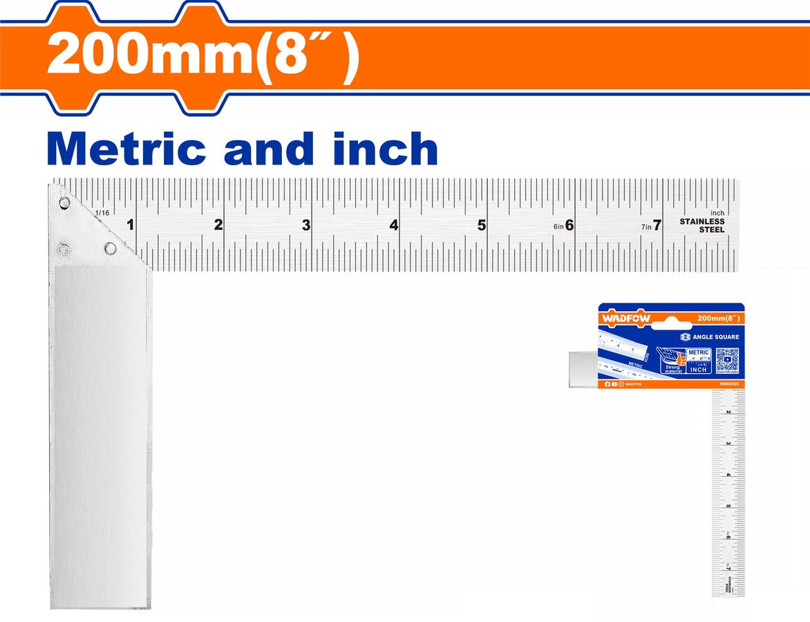 WADFOW Square Angle Ruler WSR2920 8"