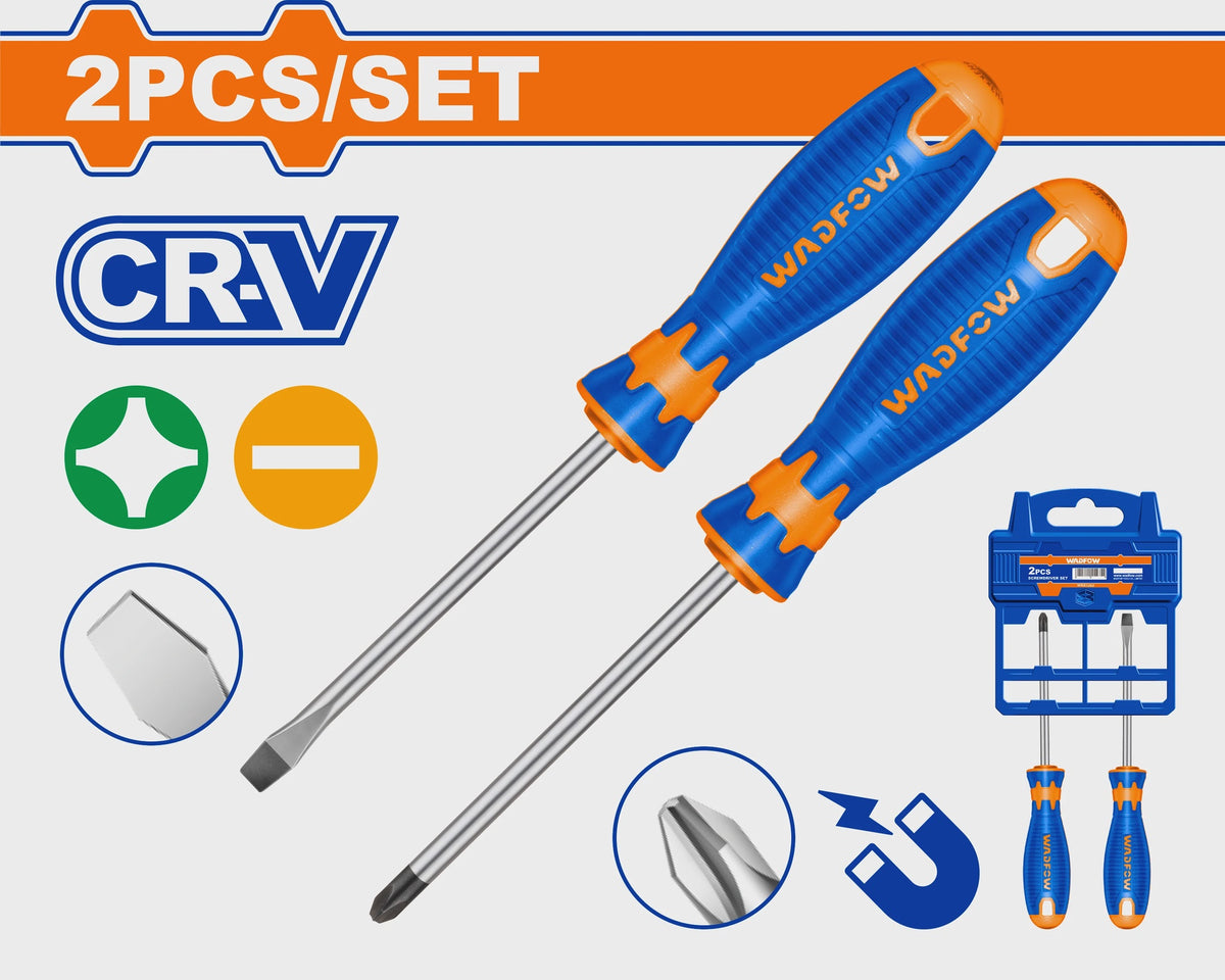 WADFOW Screwdriver Set 2PCS WSS1302 SL6.5 X 100MM PH2 X 100MM