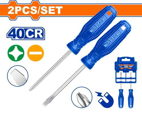 WADFOW Screwdriver Set 2PCS WSS2302 SL6.5 X 100MM PH2 X 100MM