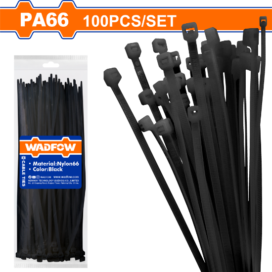 WADFOW Cable Tie 300 X 4.8MM WTEB530048 Black 100PCS Pack