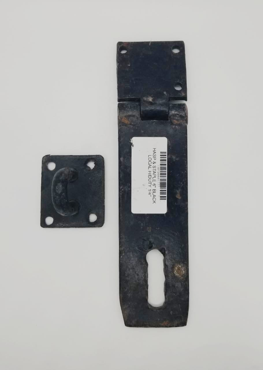 Hasp & Staple 6" Black Local H/DUTY 1/4"