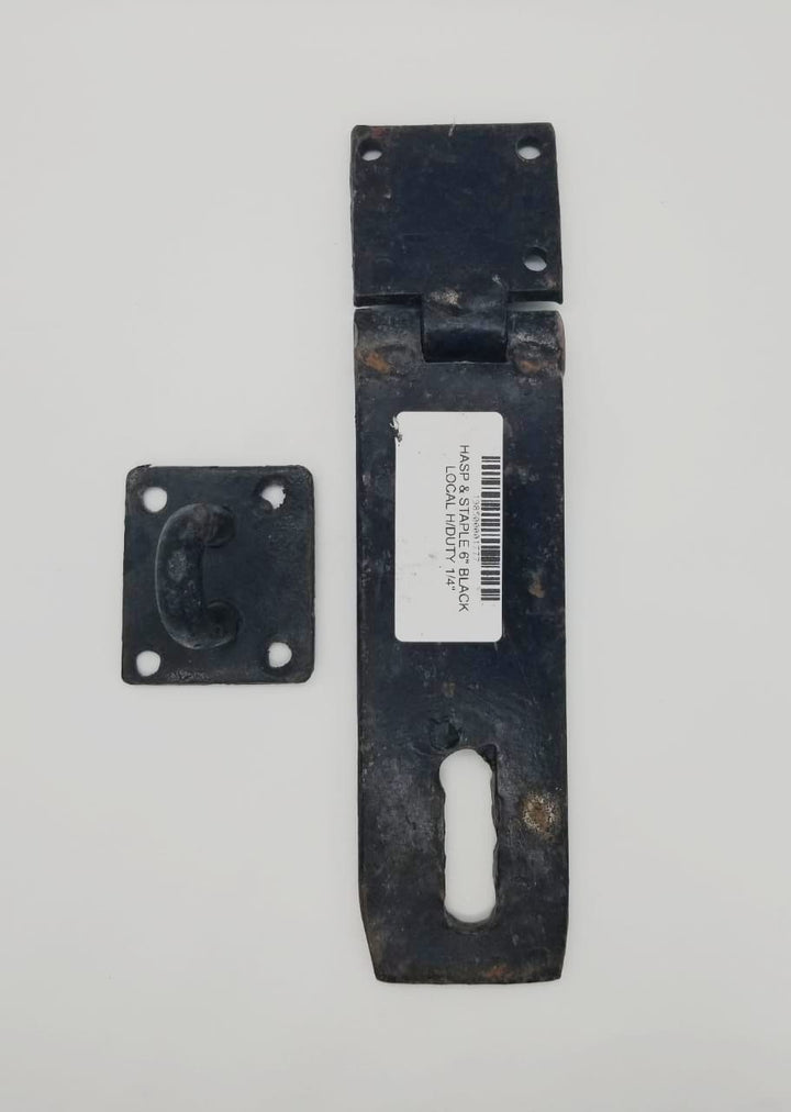Hasp & Staple 6" Black Local H/DUTY 1/4"