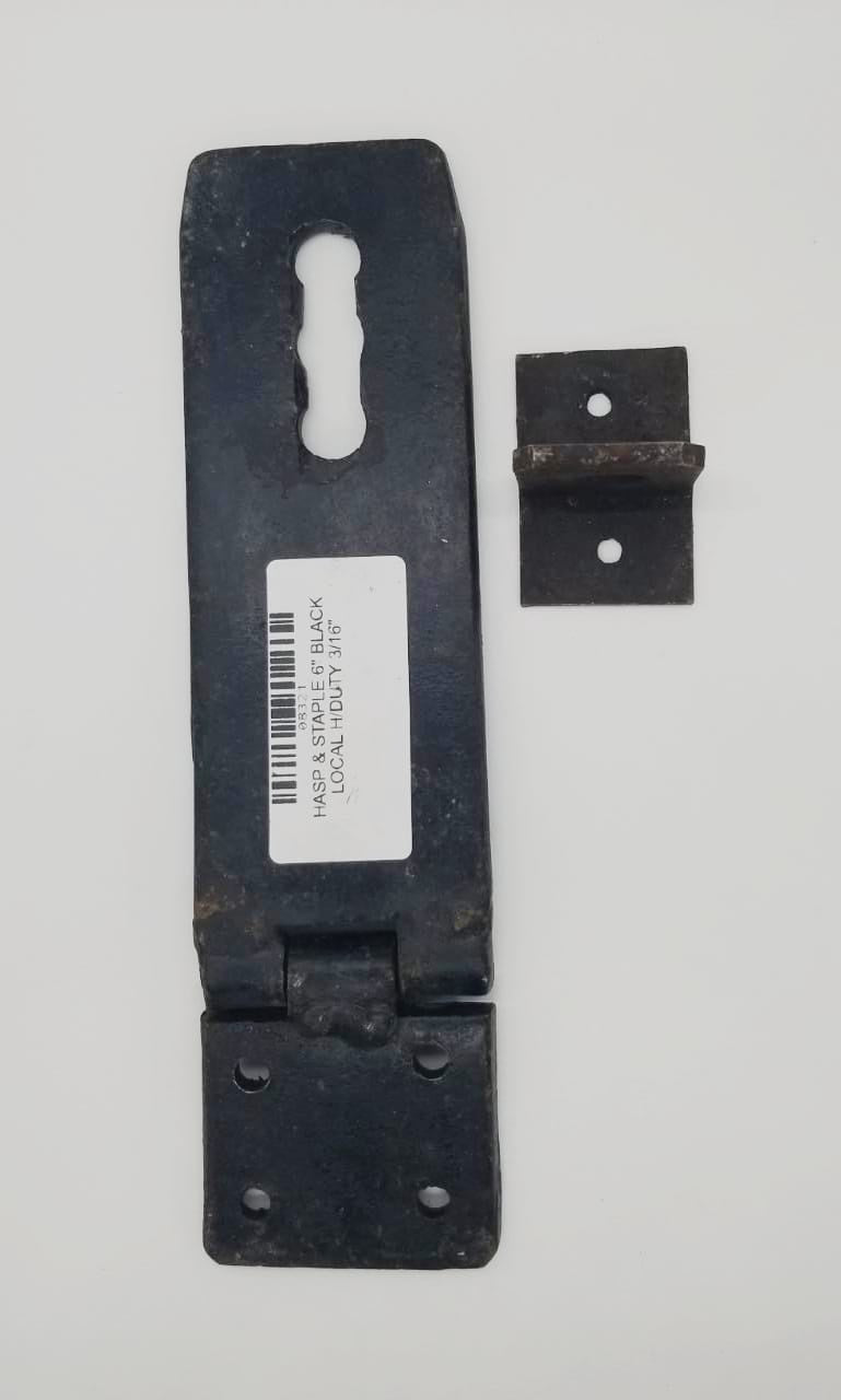 Hasp & Staple 6" Black Local H/DUTY 3/16"