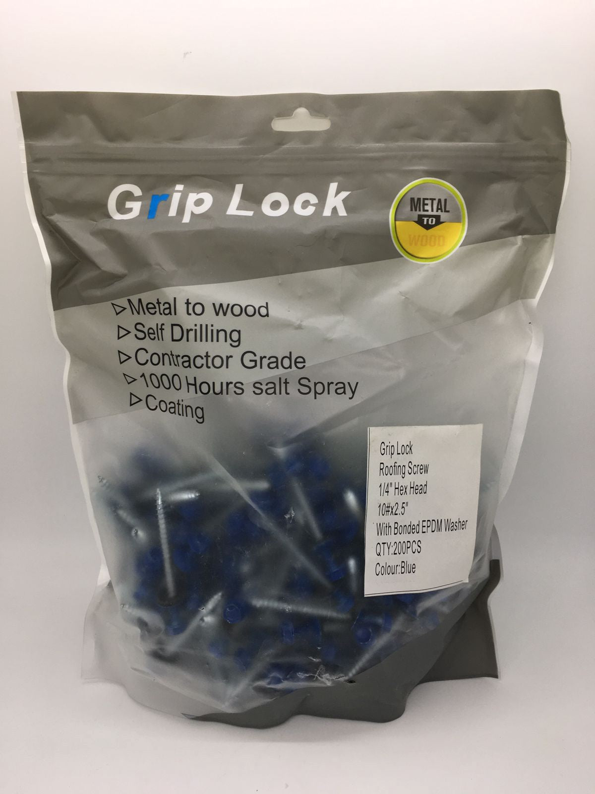Screw Ind. 2 1/2" 10G Blue METAL-WOOD 200PCS Pack Grip Lock