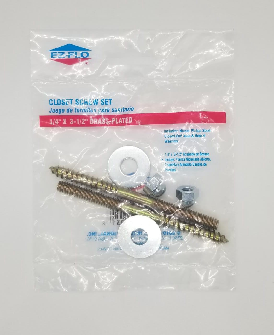 EZ-FLO Toilet Closet Screw Set 1/4"X3 1/2" #40031