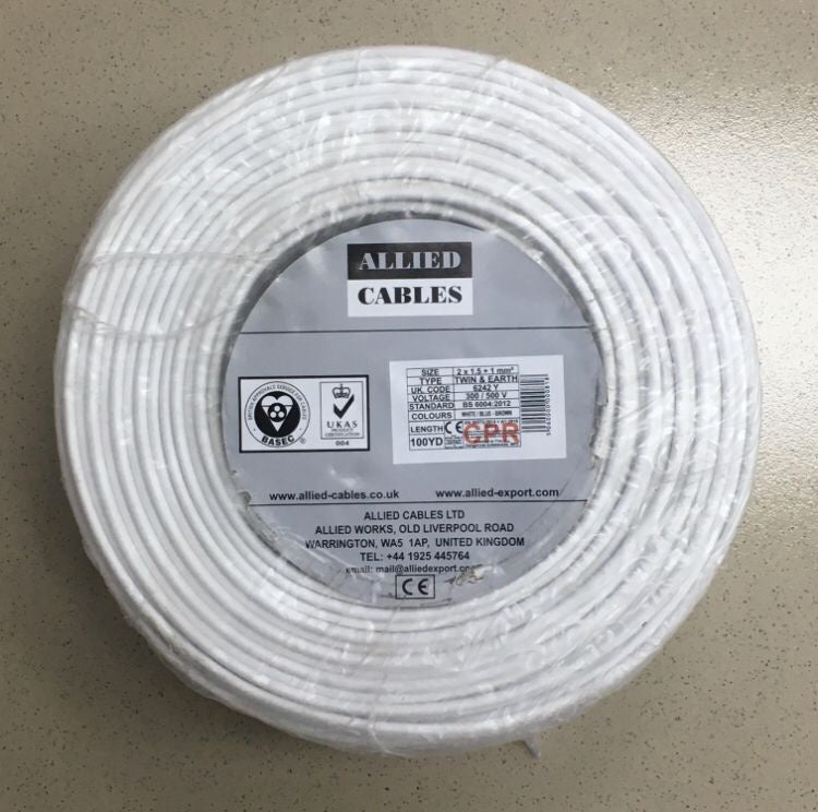ALLIED Cable 1.5MM 2C Flat W/EARTH 100YDS Roll