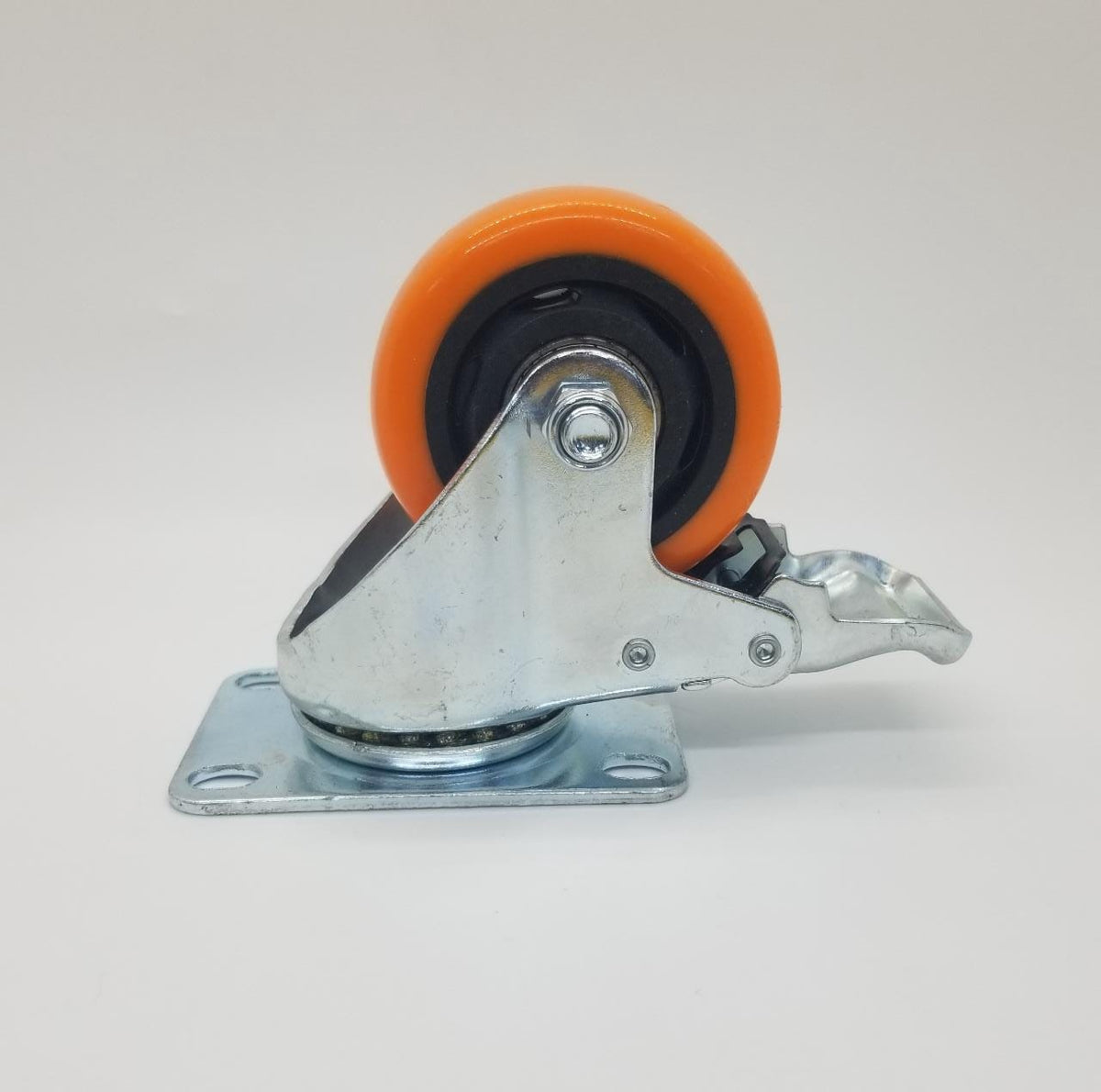 Wheel Coaster 3" Swivel with Brakes Orange H/D