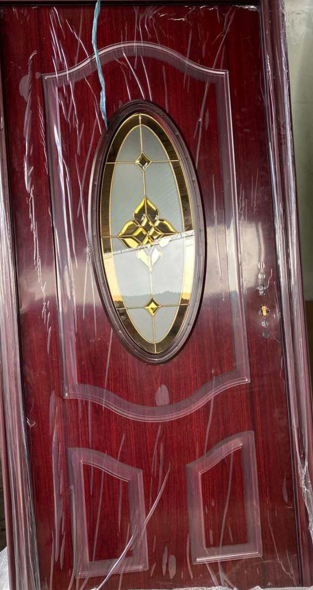 Door Metal Single Red Brown W/GLASS and Frame 2050X960X70MM ZYH-G007