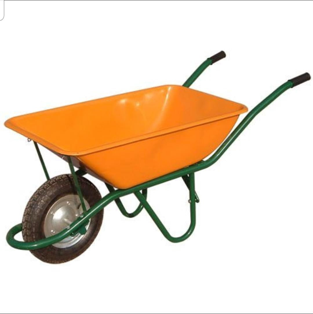 Wheel Barrow Orange Tray with Green Frame Air Wheel
