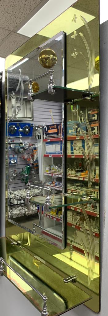 Mirror 27 1/2" X 19 1/2" with 3 Shelves Coloured
