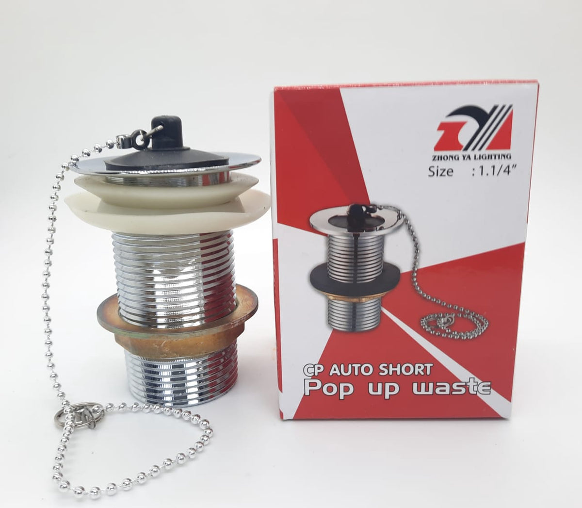 ZHONG YA LIGHTING Sink Waste 1 1/4" X 3" Zhong Ya Nickle W/PLUG & Chain