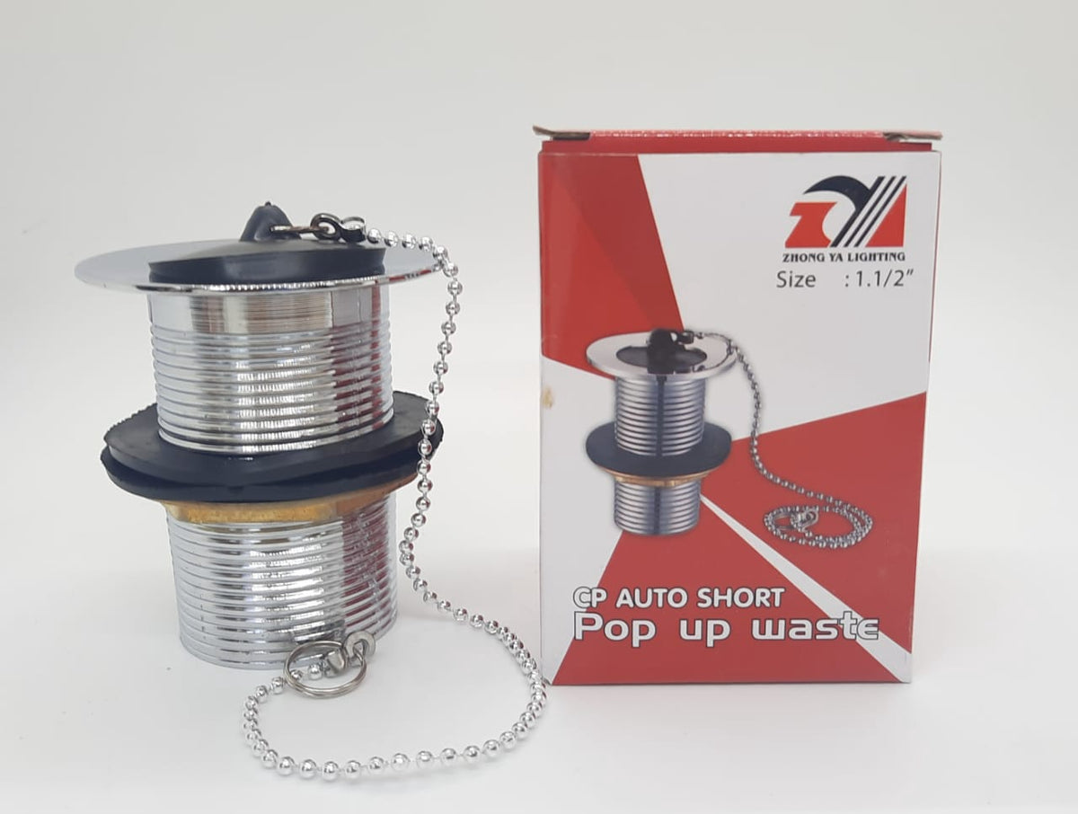 ZHONG YA LIGHTING Sink Waste 1 1/2" X 3" Zhong Ya Nickle W/PLUG & Chain