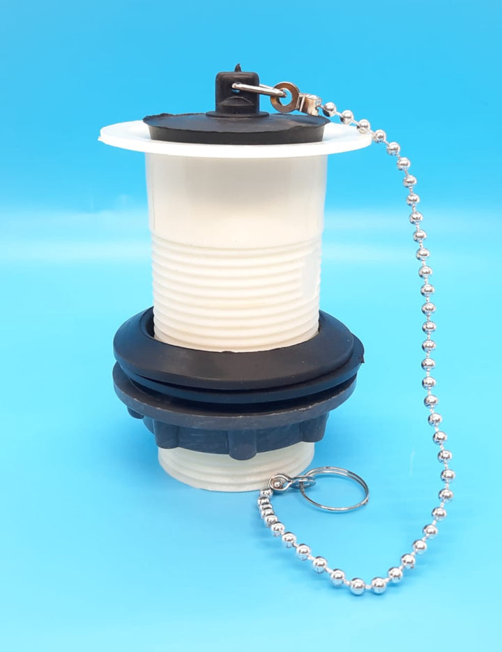 Sink Waste 1 1/4" X 3" Plastic White with Stopper