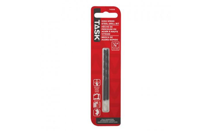 TASK Drill Bit Metal Hss 1/8" T40018 2PC Pk