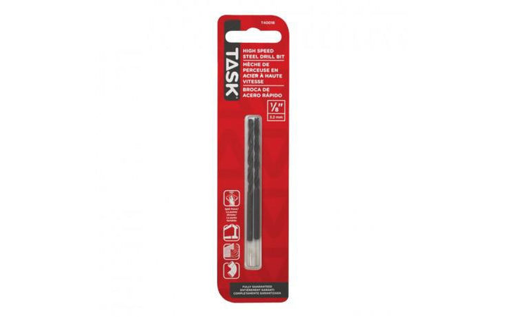TASK Drill Bit Metal Hss 1/8" T40018 2PC Pk