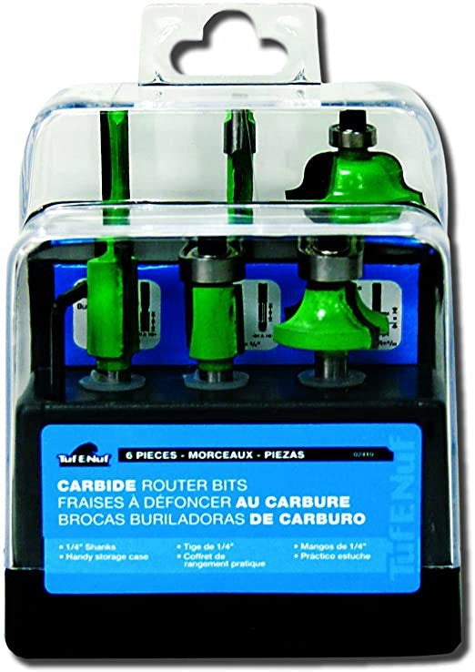 TUFF-E-NUFF Router Bit Set TUF-E-NUF 6PCS Carbide 02410