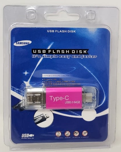 JFNV Computer Flash Drive 64GB USB - TYPE-C 3.0 Disk Metal / Blue