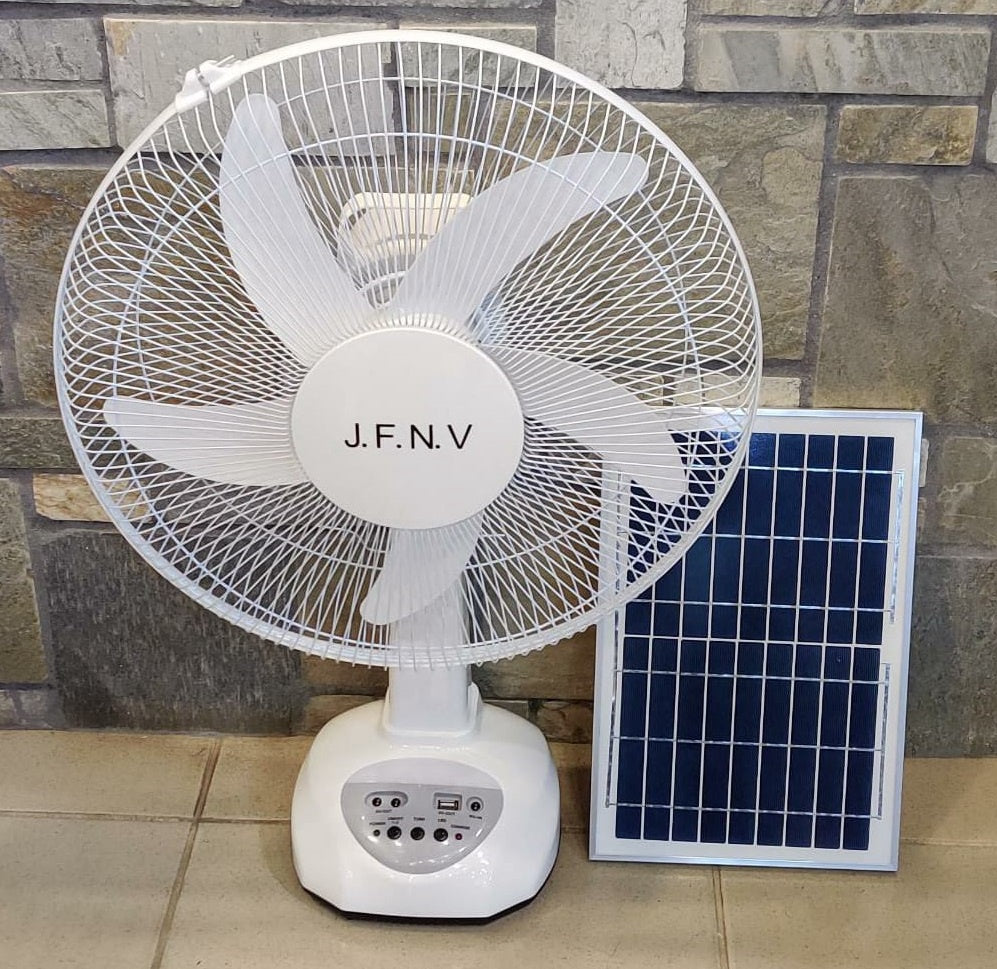JFNV Fan 16" J.f.n.v 016T Solar Rechargeable Desk AC/DC Dual Power