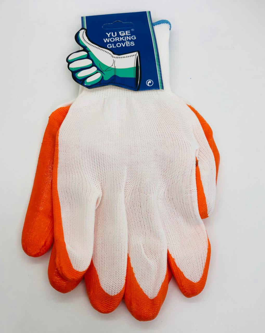 Gloves Cloth Yu Ge Orange & White Rubber