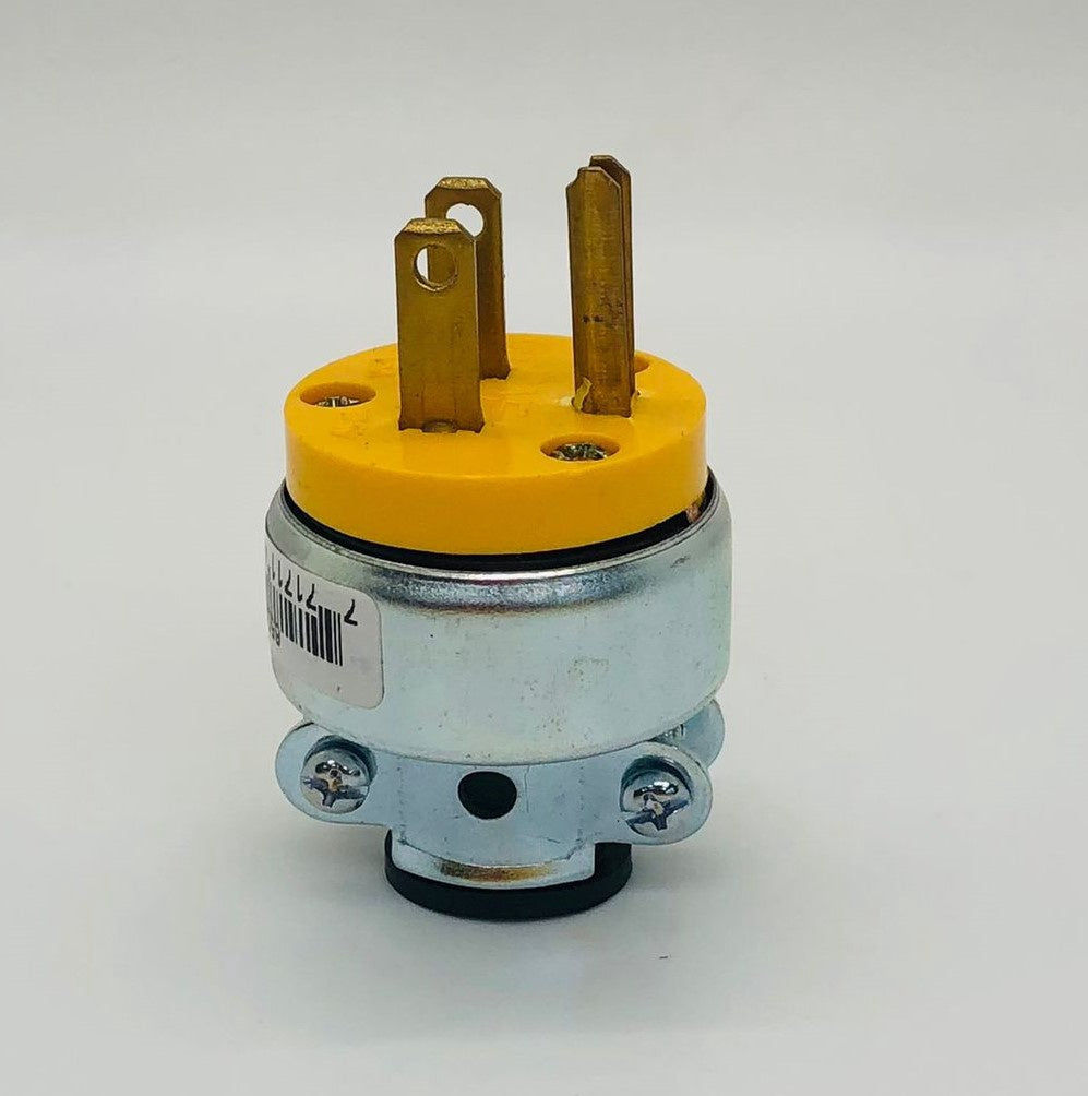 VISTA Plug 3 Pin Ve 125V 15A Armoured Chrome & Yellow 6509 45412