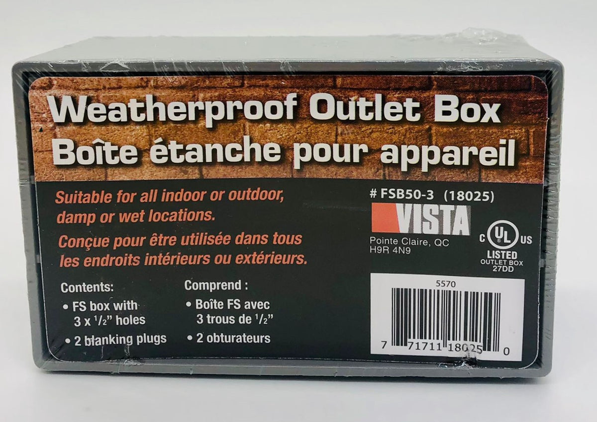 VISTA Weatherproof Outlet Box Grey 5570 #FSB50-3