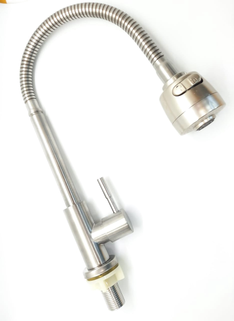 Goose Neck 1/2" Flex Head Round Lever Brush Nickle