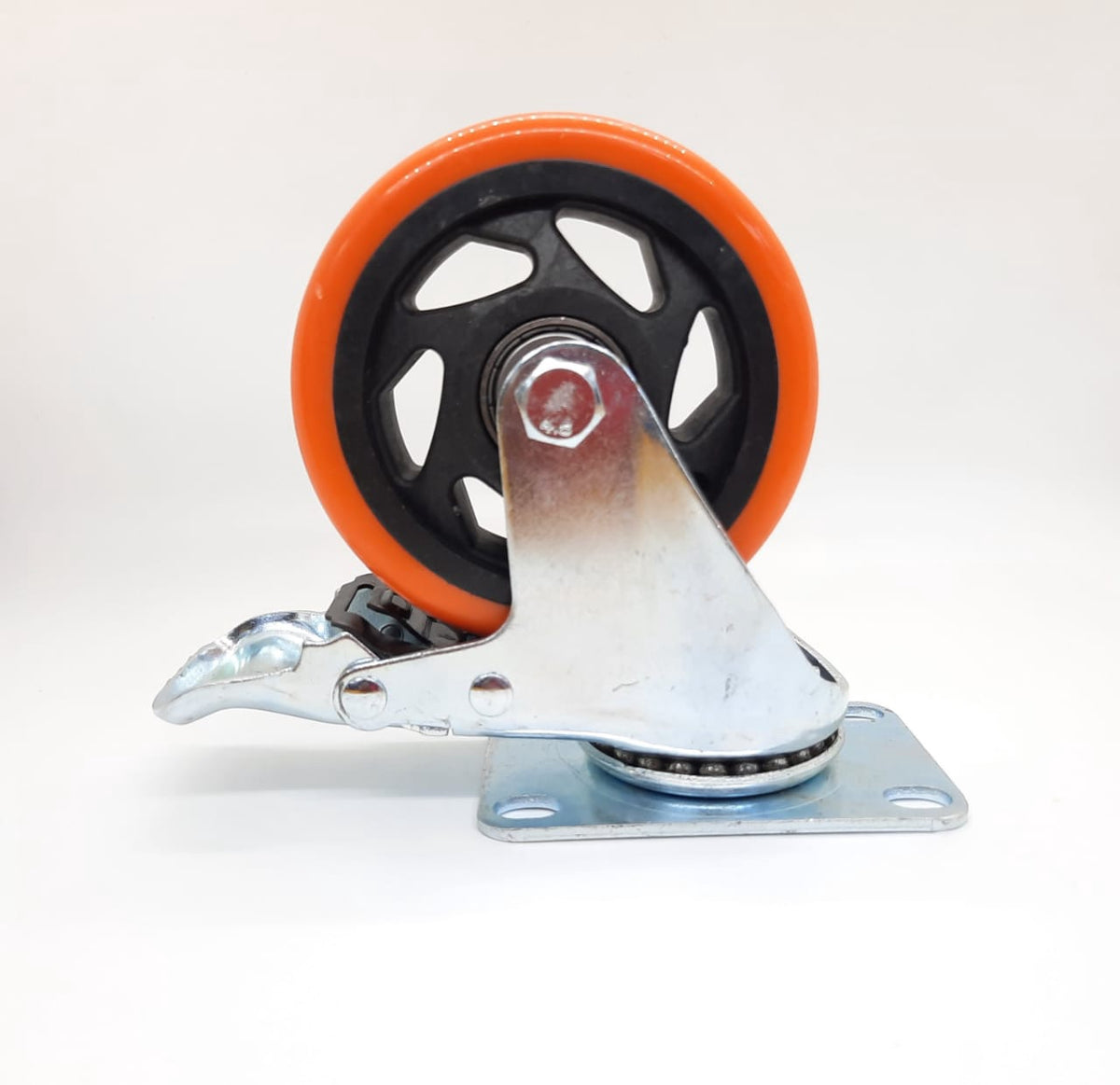 Wheel Coaster 4" Swivel Orange with Brakes