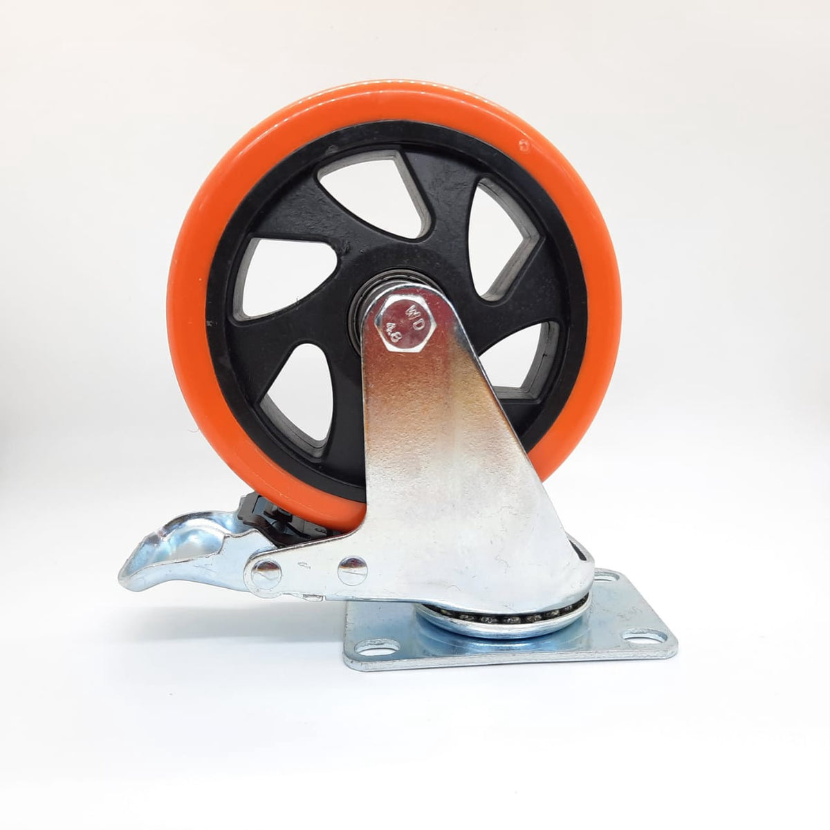 Wheel Coaster 5" Swivel Orange with Brakes