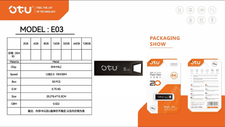 OTU Flash Drive USB 16GB E03 Flash Disk
