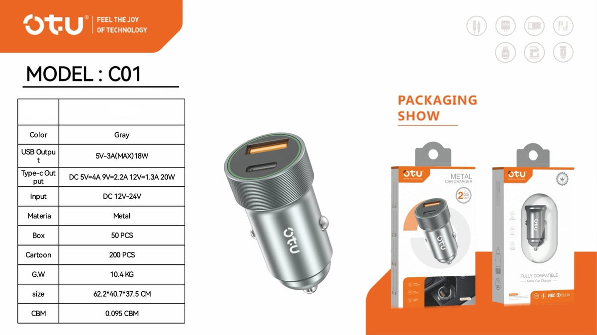 OTU Charger Car C03 Metal Car Charger 2USB 2.6A