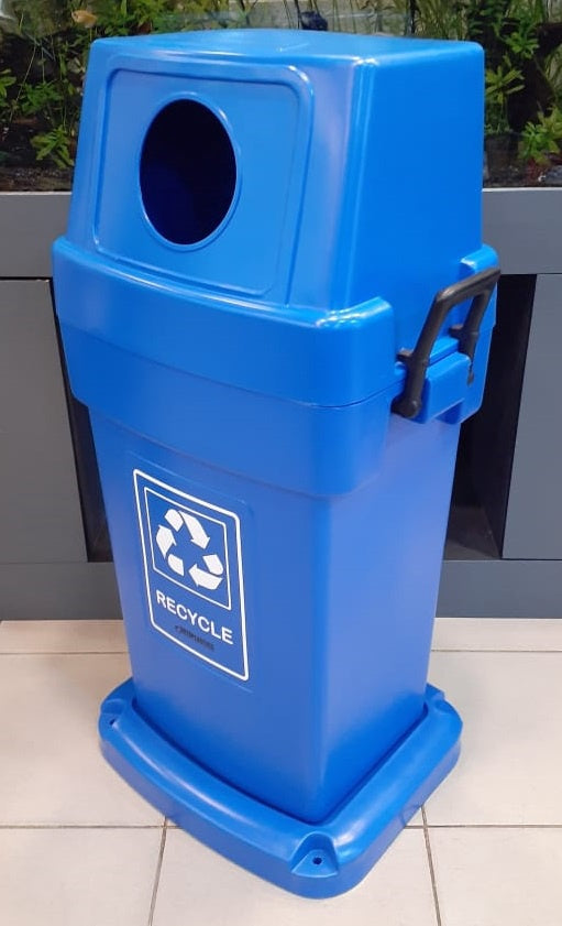 Bin Plastic Medium with Cover Roto 45GAL with Base Recycling Heavy Duty