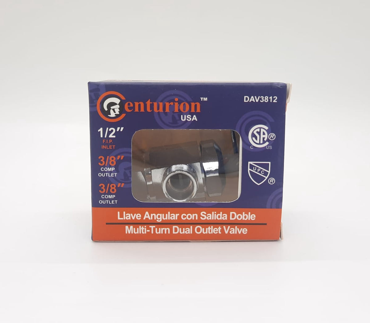 CENTURION Angle Valve 3 Way 1/2" X 3/8" X 3/8" DAV3812