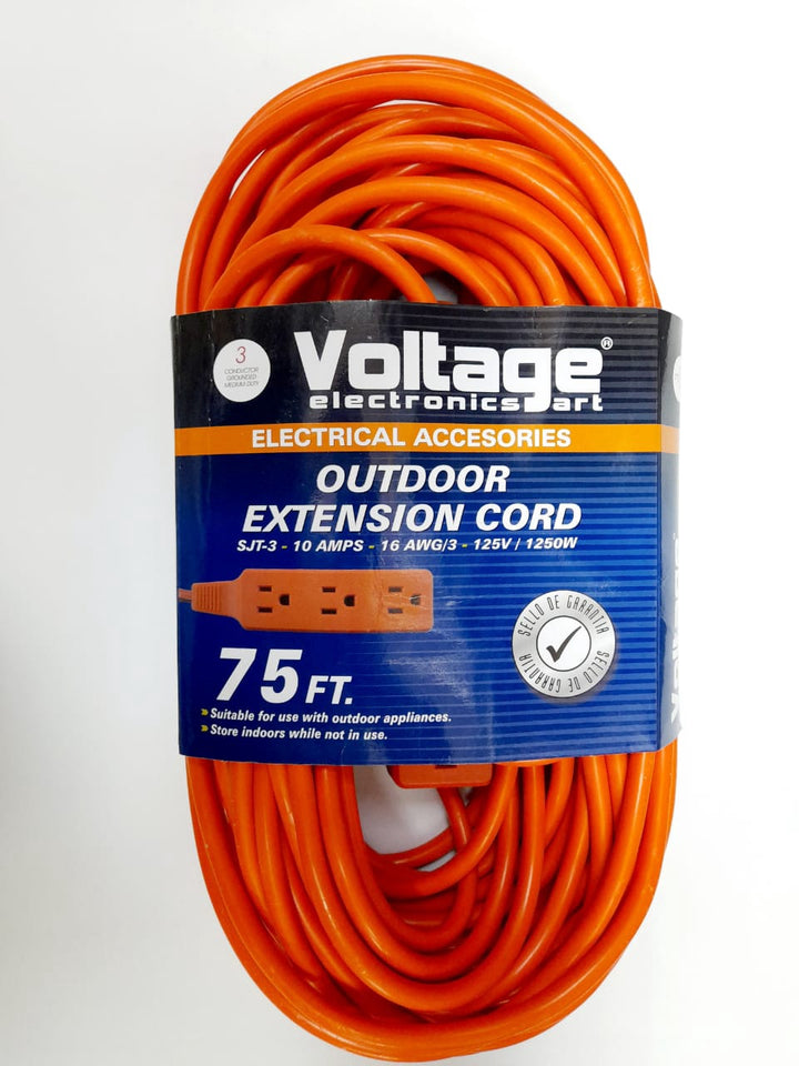 VOLTAGE Extension Cord Outdoor 75FT Orange