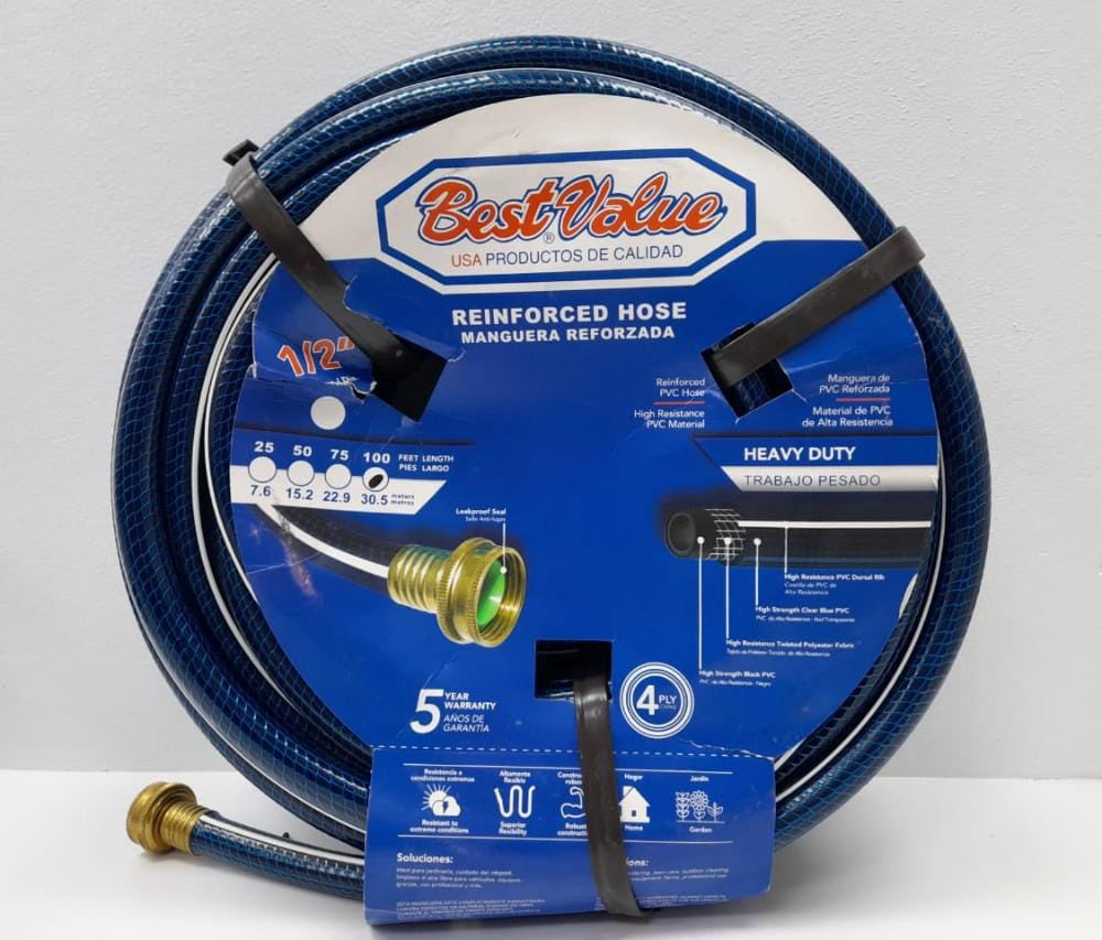 BEST VALUE Hose 1/2" X 100FT Blue Reinforced Roll #J02MR385 Heavy Duty
