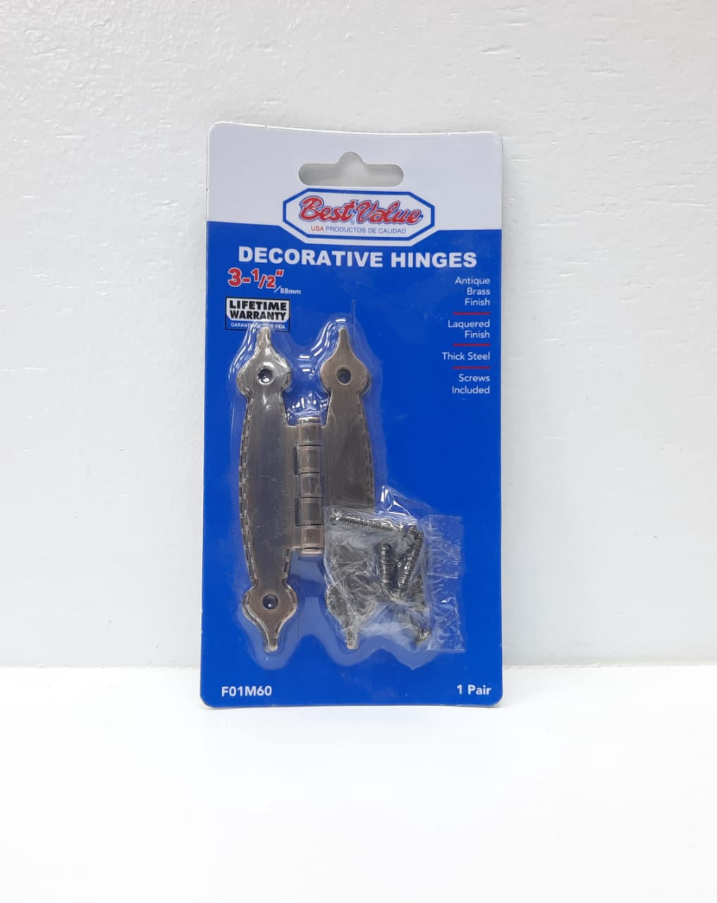 BEST VALUE Butt Hinges 3 1/2" Decorative Antique Brass F01M60