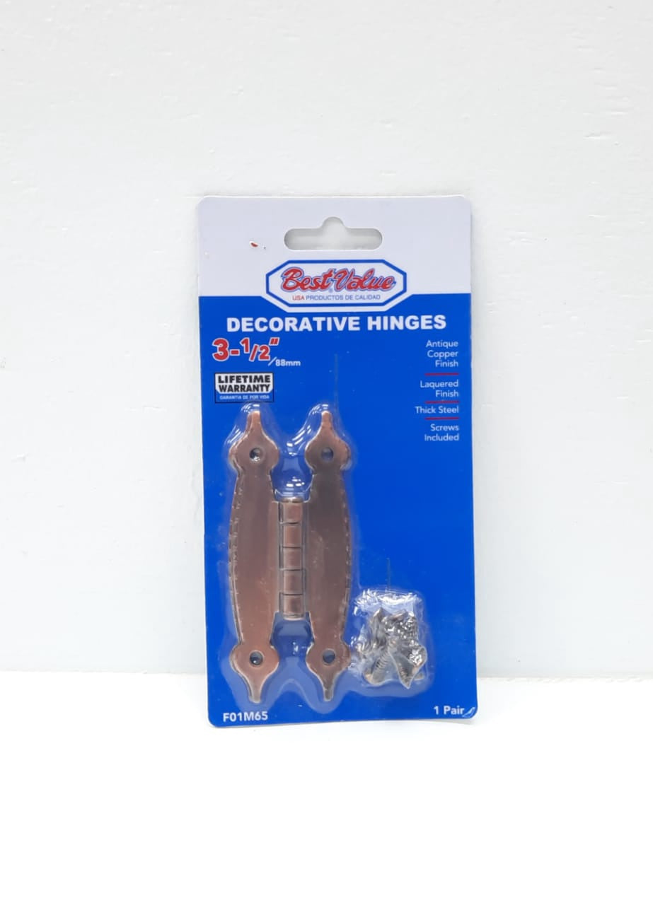 BEST VALUE Butt Hinges 3 1/2" Decorative Antique Copper F01M65