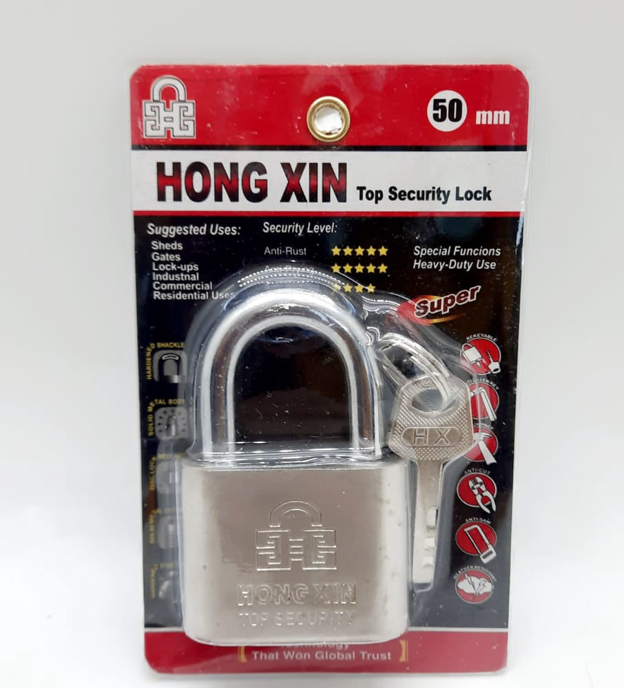 HONG XIN Padlock 50MM Short Shackle Chrome