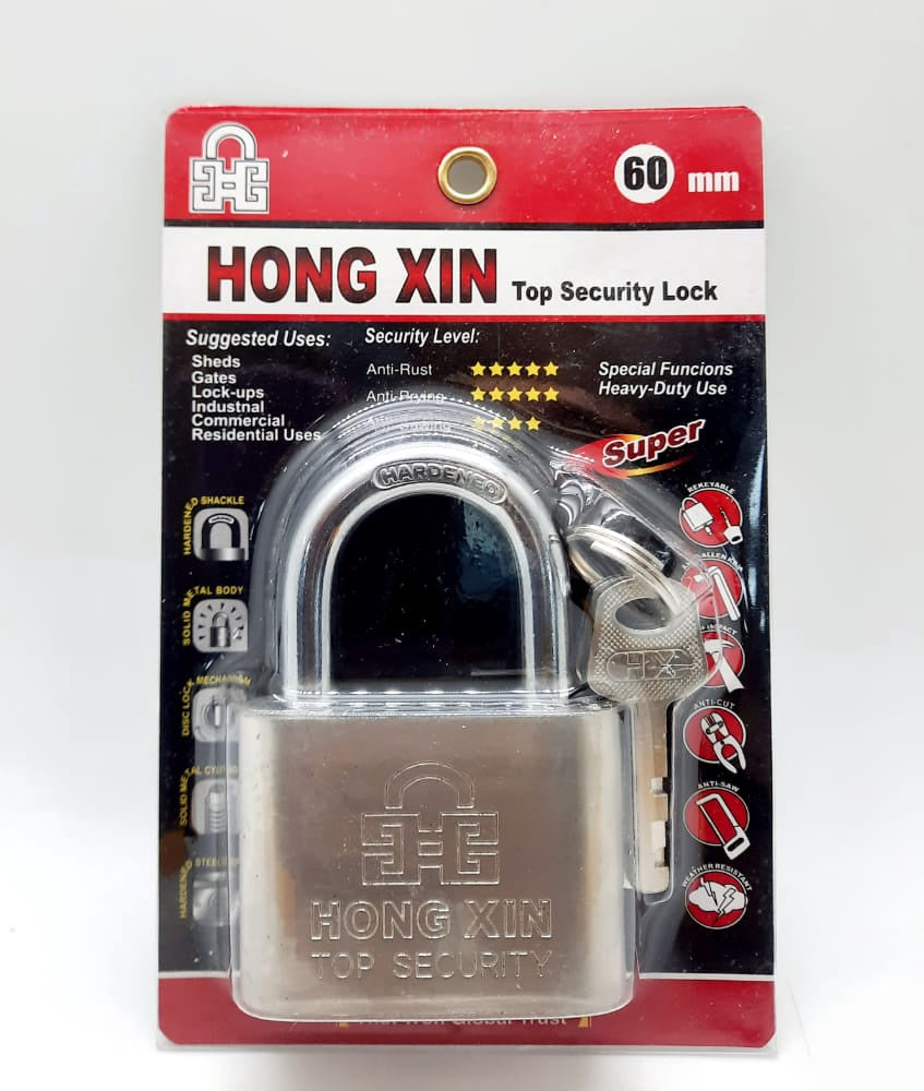 HONG XIN Padlock 60MM Short Shackle Chrome