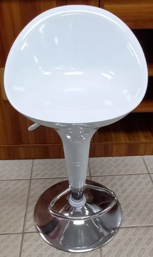 Bar Stool 1833 White & Chrome Bucket PVC