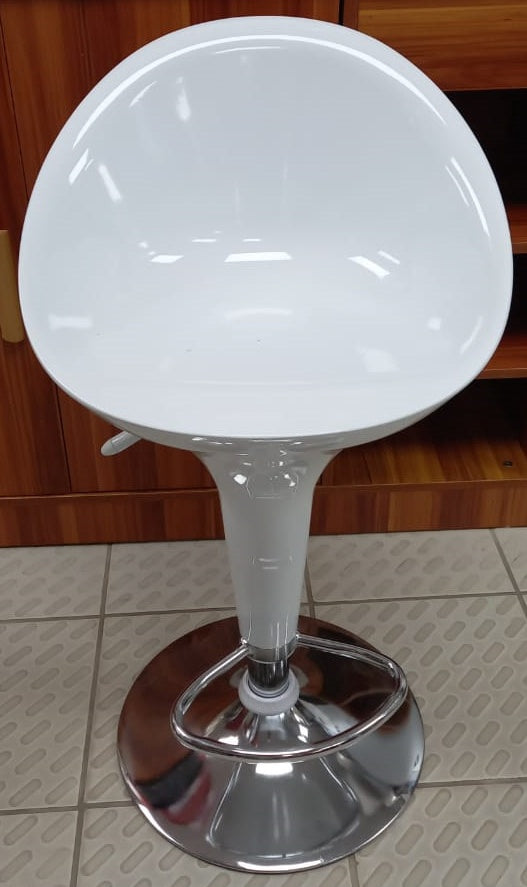 Bar Stool 1833 White & Chrome Bucket PVC