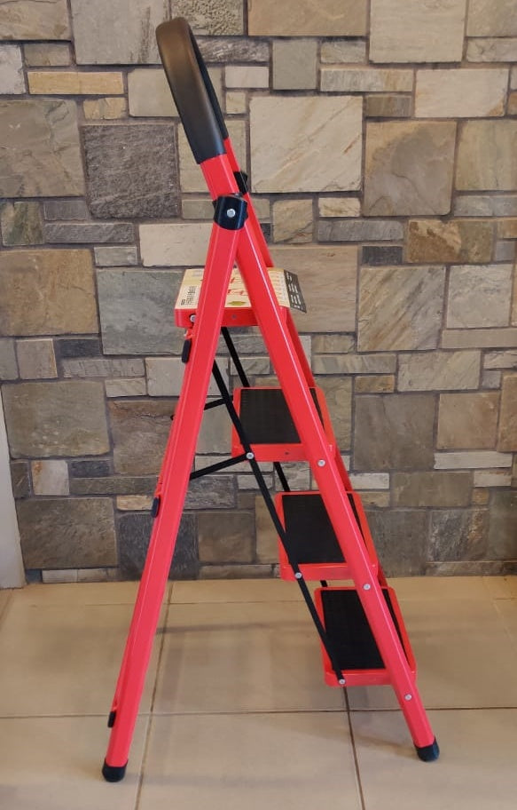 Ladder 4 Step Red & Black Bu Bu Gao Home Folding NS-311837