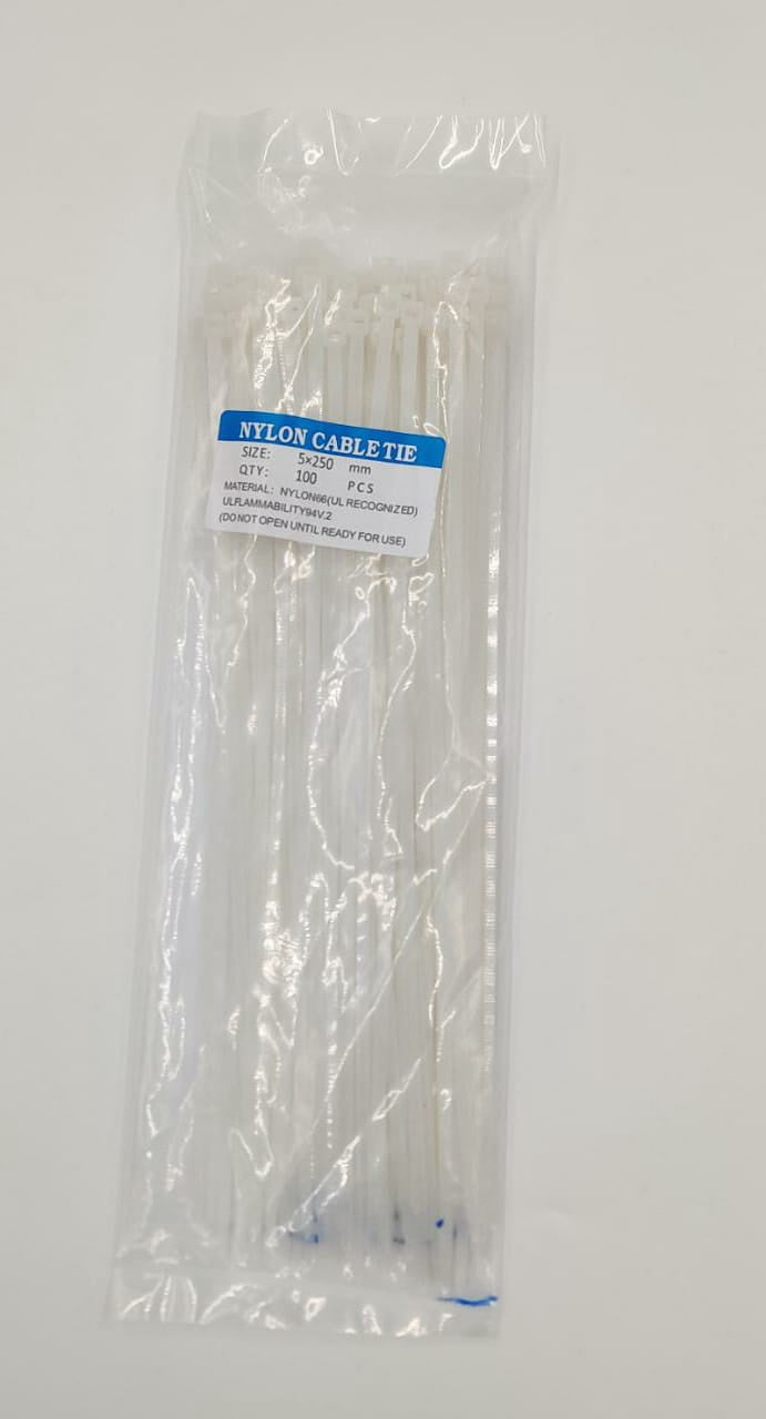 Cable Ties 10" 5 X 250MM 100PCS Pack Nylon