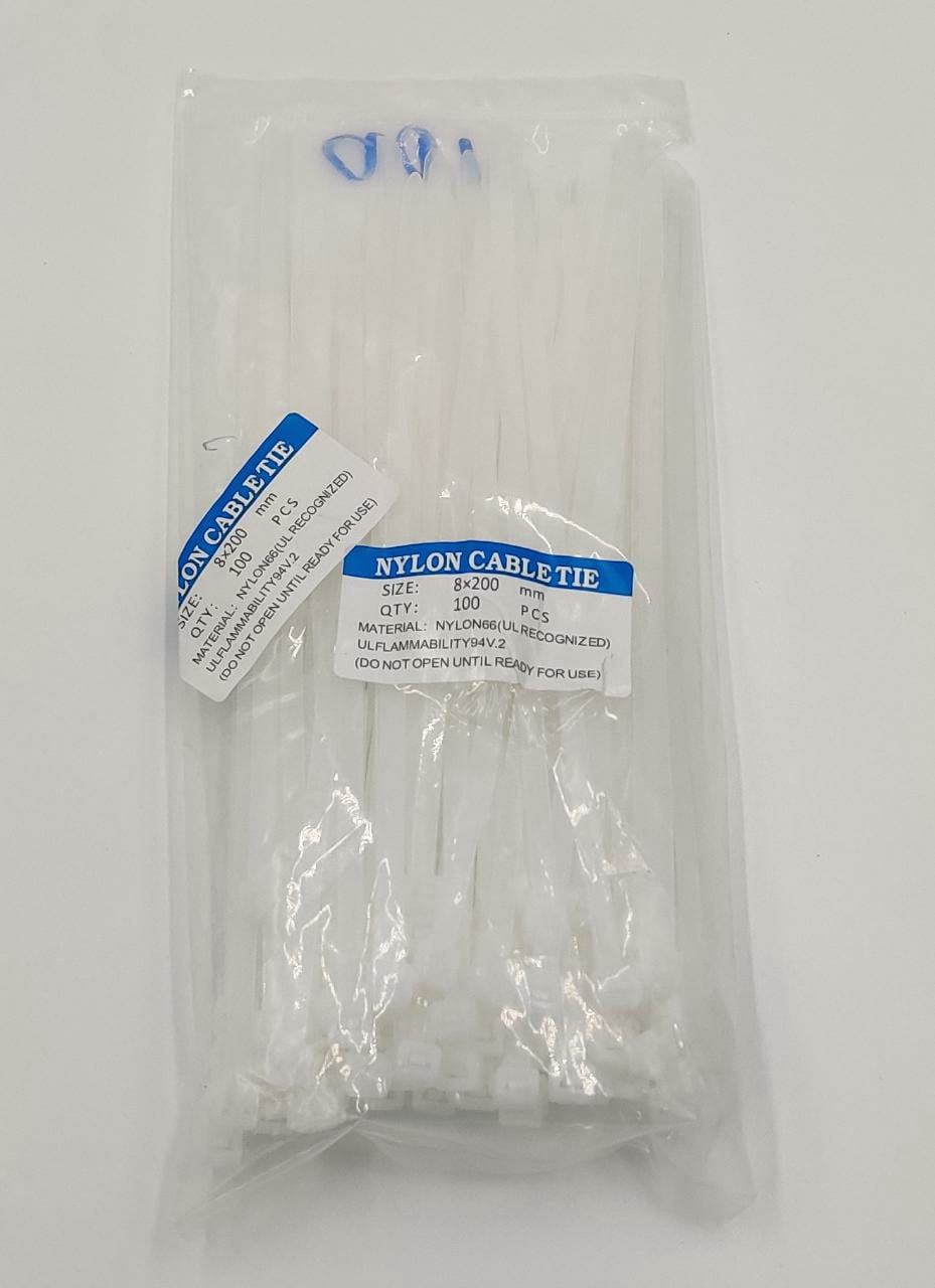 Cable Tie 8" 8 X 200MM 100PC Pack Nylon