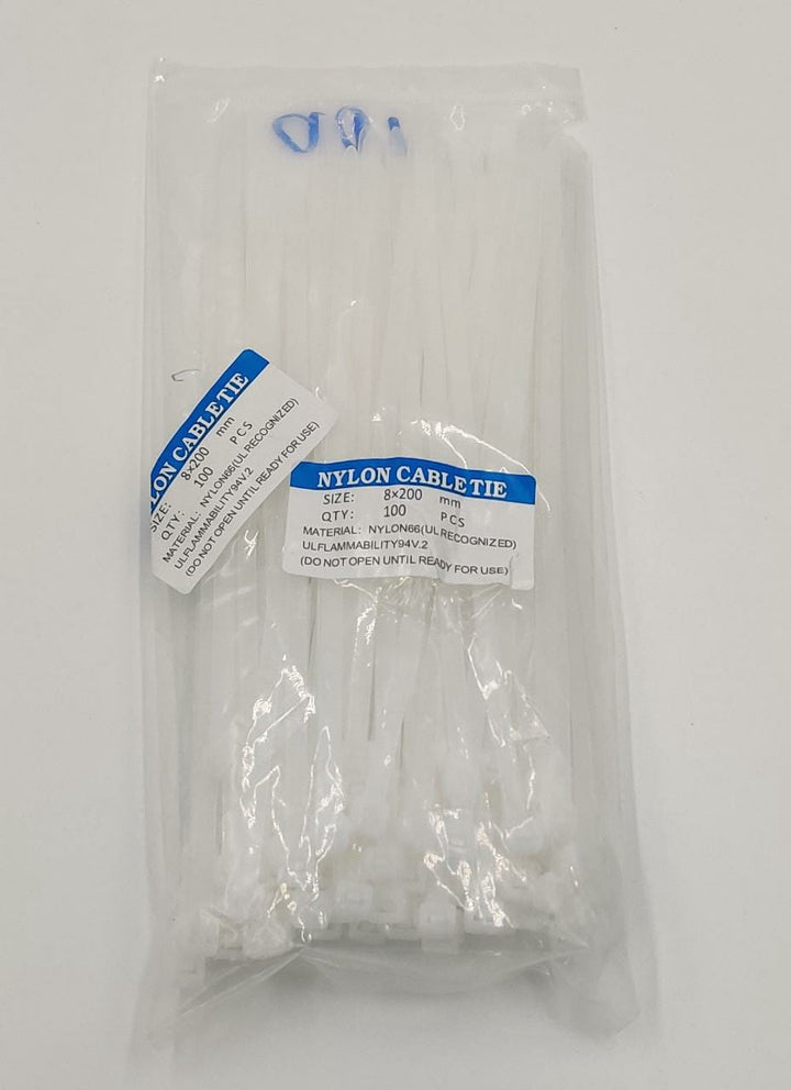 Cable Tie 8" 8 X 200MM 100PC Pack Nylon
