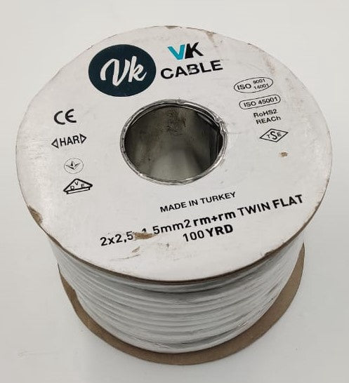 TURKEY Cable 2.5MM 2CORE Flat ELAND/VK/TFK with Earth Yard