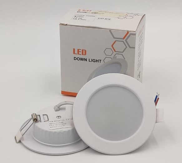Light LED Panel 6W Round Warm White 3000K Flat Down Light 2107-301 2PCS Pack